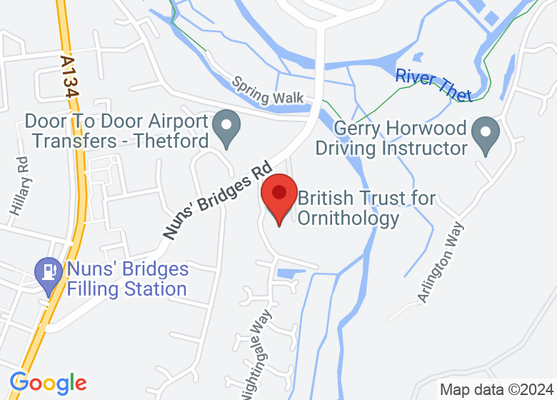 Map showing location of British Trust for Ornithology