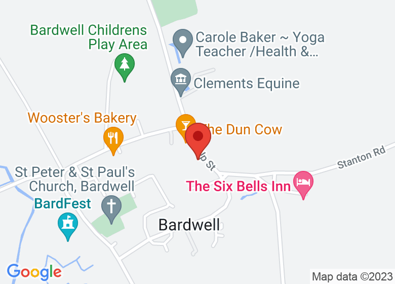 Map showing location of Tithe Barn Village Hall