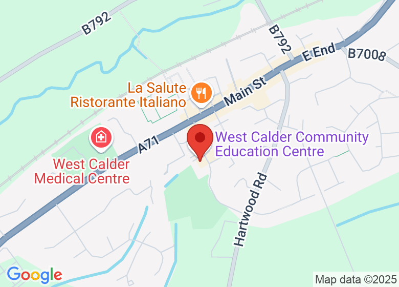 Map showing location of West Calder Community Hub