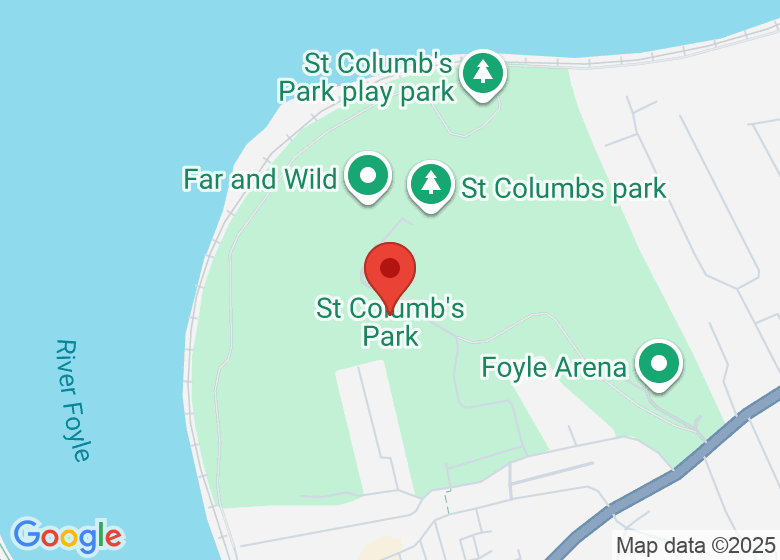 Map showing location of St Columb's Park