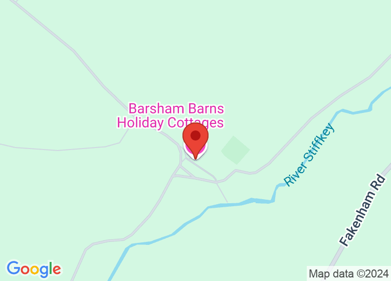 Map showing location of Barsham Barns Holiday Cottages