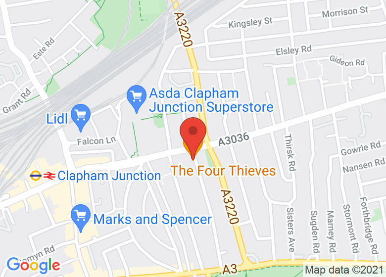 Map showing location of The Four Thieves