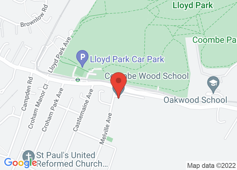Map showing location of Coombe Wood School