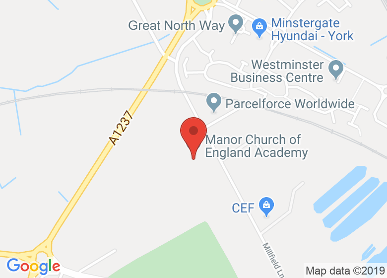 Map showing location of Manor Church of England Academy
