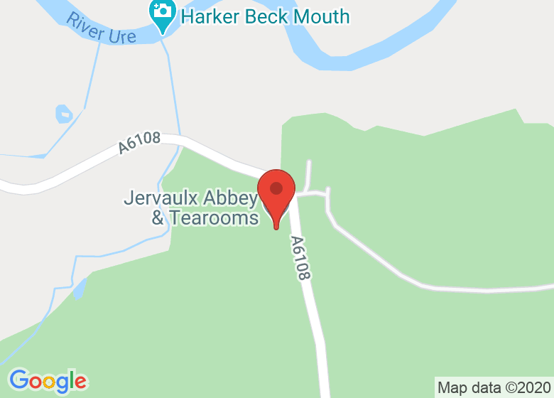 Map showing location of Jervaulx Abbey & Tearooms