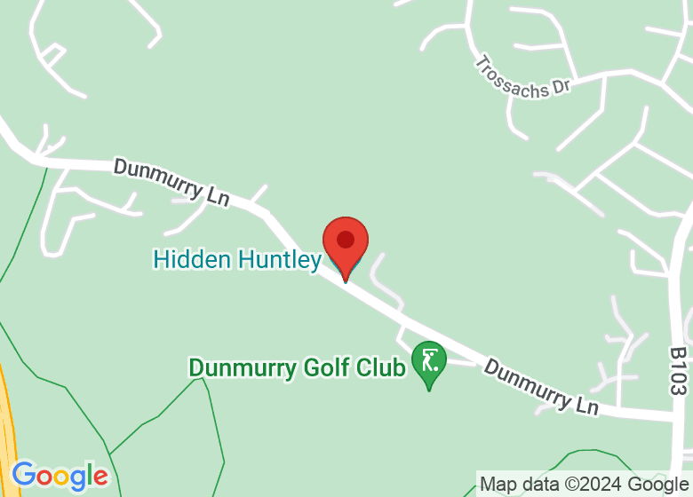 Map showing location of Hidden Huntley