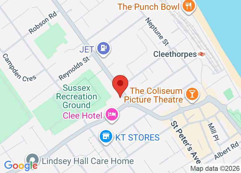 Map showing location of Cleethorpes Memorial Hall
