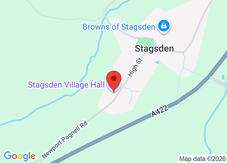 Map showing location of Stagsden Village Hall