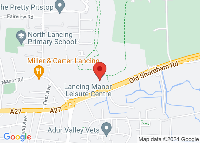 Map showing location of Lancing Manor Leisure Centre