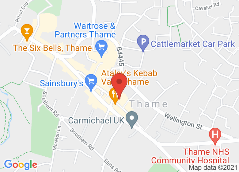 Map showing location of Thame Massage & Wellbeing Centre