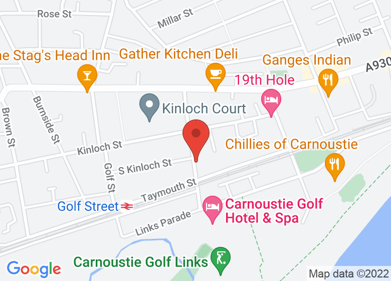 Map showing location of Carnoustie Scout Hall