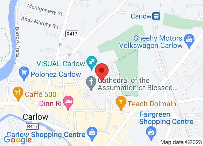Map showing location of Carlow College, St Patrick's