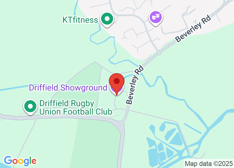 Map showing location of Driffield Showground