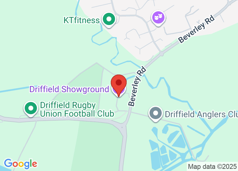 Map showing location of Driffield Showground
