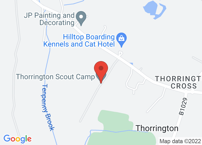 Map showing location of Thorrington Scout Camp