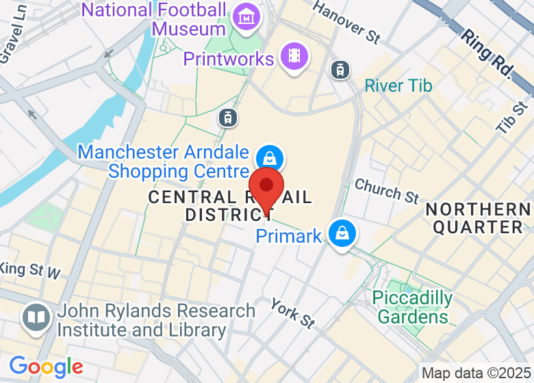 Map showing location of Market Street, Manchester