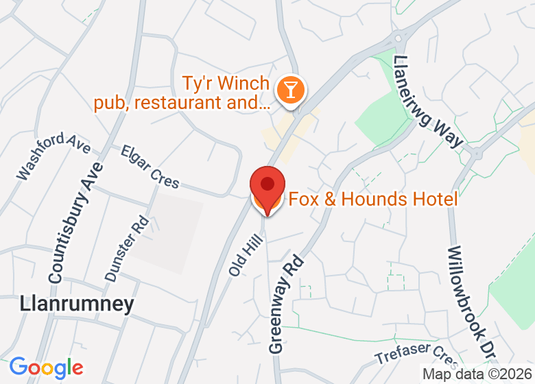 Map showing location of Fox & Hounds Hotel