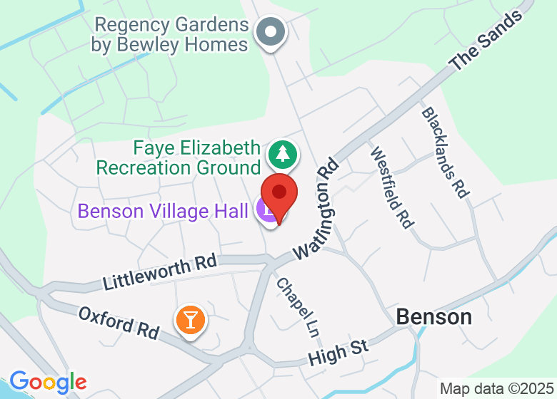 Map showing location of Benson Village Hall