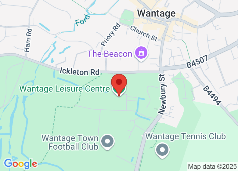 Map showing location of Wantage Leisure Centre