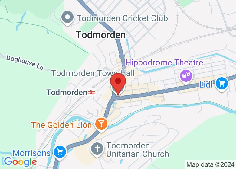 Map showing location of Todmorden Town Hall