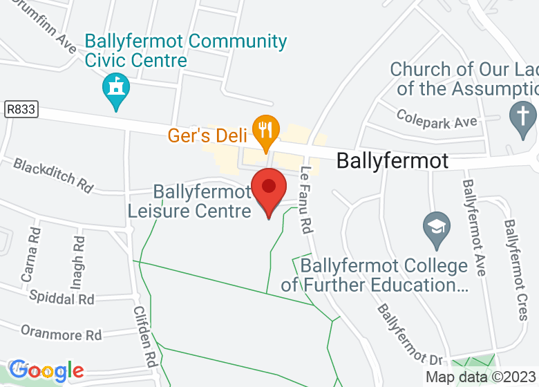 Map showing location of Ballyfermot Leisure Centre