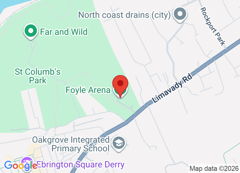 Map showing location of Foyle Arena