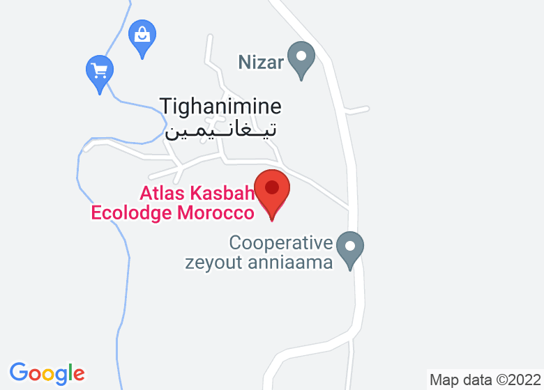 Map showing location of Atlas Kasbah Ecolodge Morocco