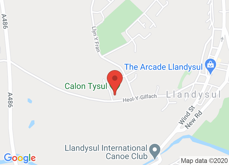 Map showing location of Calon Tysul (Neuadd - Hall)