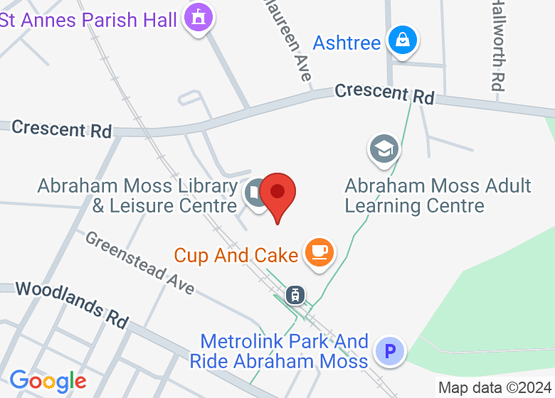 Map showing location of Abraham Moss Library & Leisure Centre
