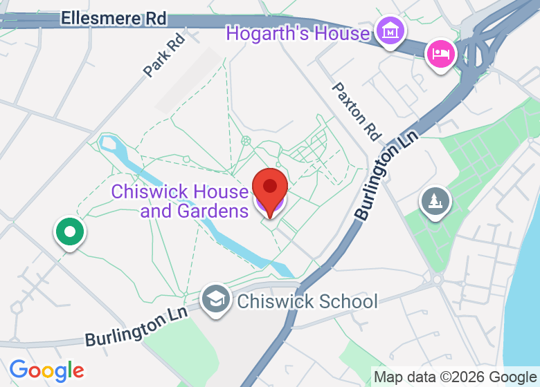 Map showing location of Learning Hub at Chiswick House & Gardens