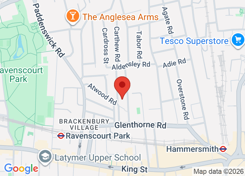 Map showing location of Hammersmith Quaker Meeting House