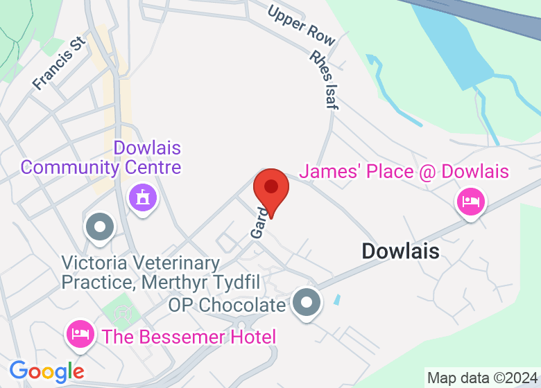 Map showing location of All Saints Church Dowlais 