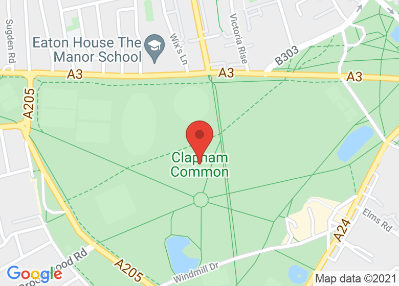 Map showing location of Clapham Common