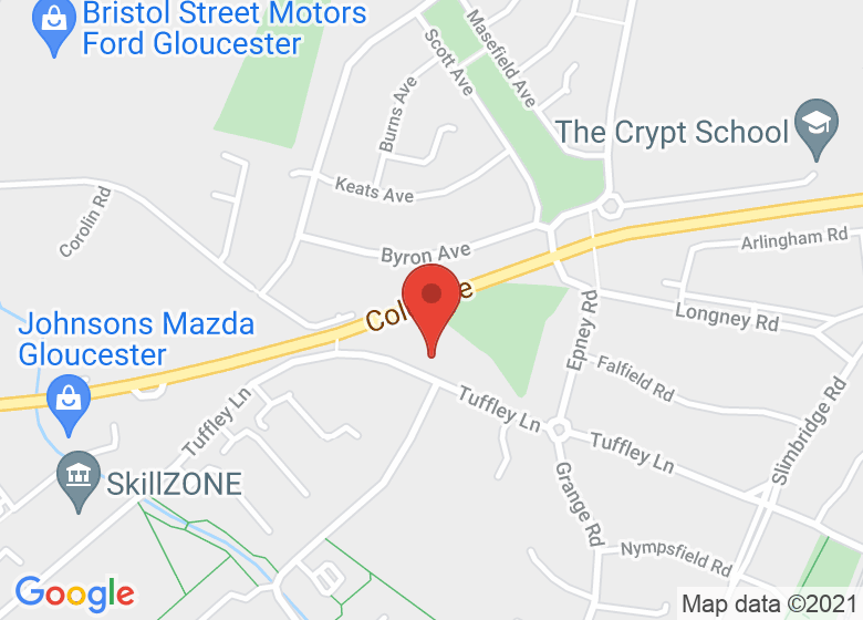 Map showing location of Gloucester Scouts District HQ (Murray Hall)