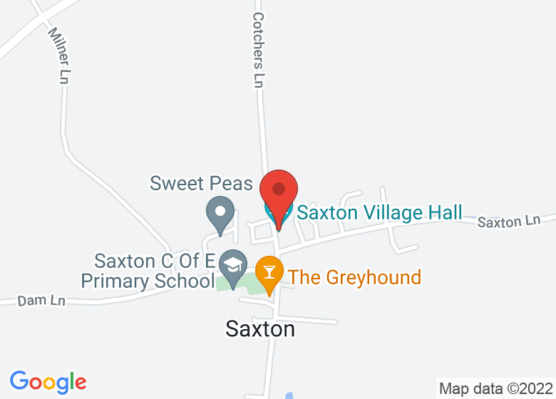 Map showing location of Saxton Village Hall