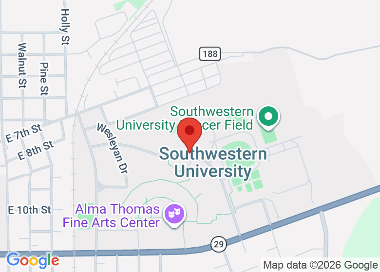 Map showing location of Southwestern University - Mundy Hall