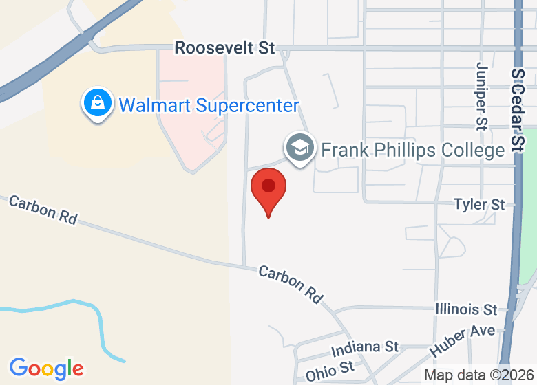 Map showing location of Frank Phillips College