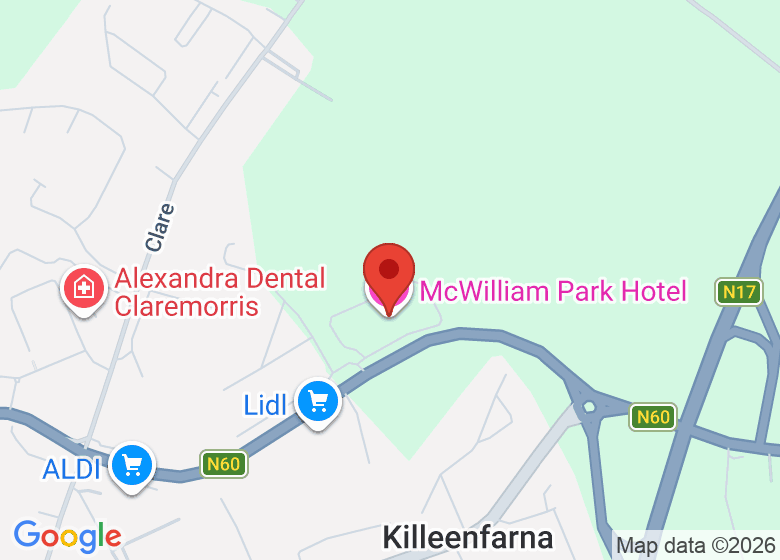 Map showing location of McWilliam Park Hotel