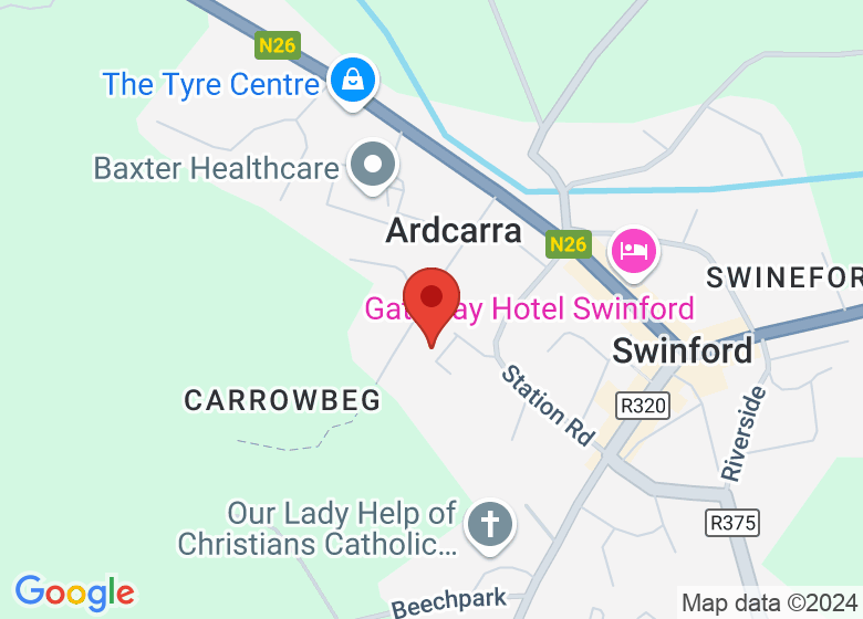 Map showing location of The Cultural Centre Swinford