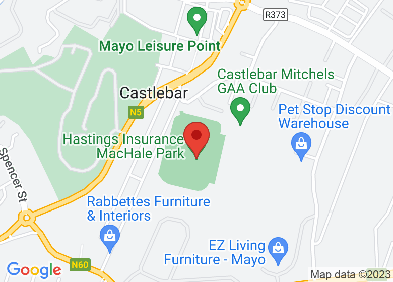 Map showing location of Hastings Insurance MacHale Park