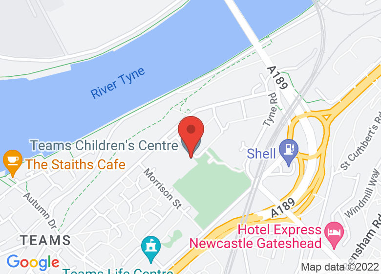 Map showing location of Gateshead Riverside Park