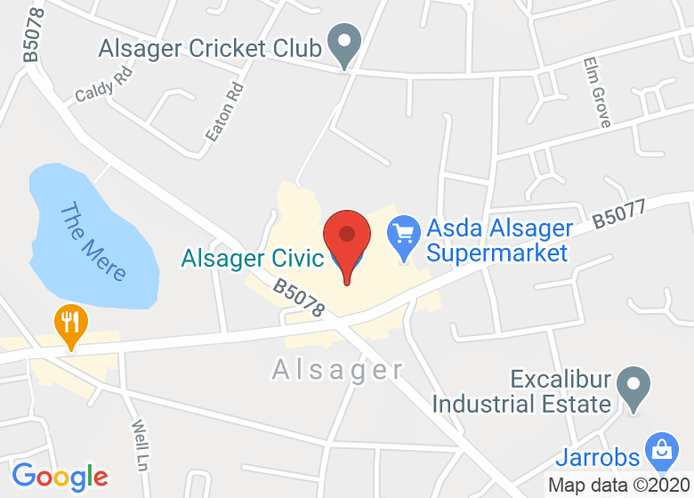 Map showing location of Alsager Civic