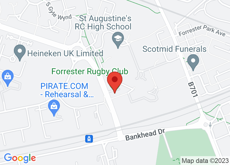 Map showing location of Forrester Rugby Club