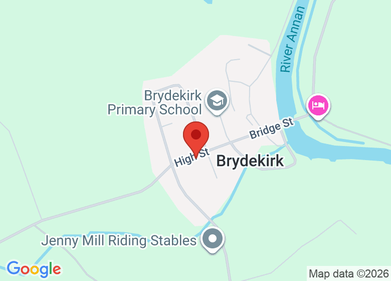 Map showing location of Brydekirk Village Hall