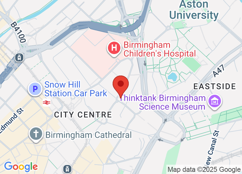 Map showing location of Boston Tea Party Birmingham