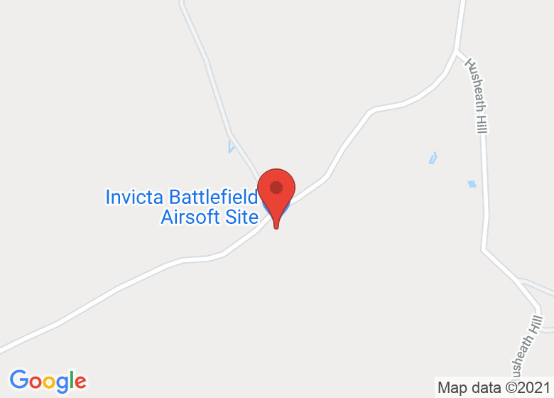 Map showing location of Invicta Battlefield Airsoft Site
