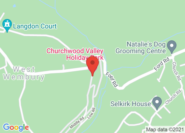 Map showing location of Churchwood Valley Holiday Park