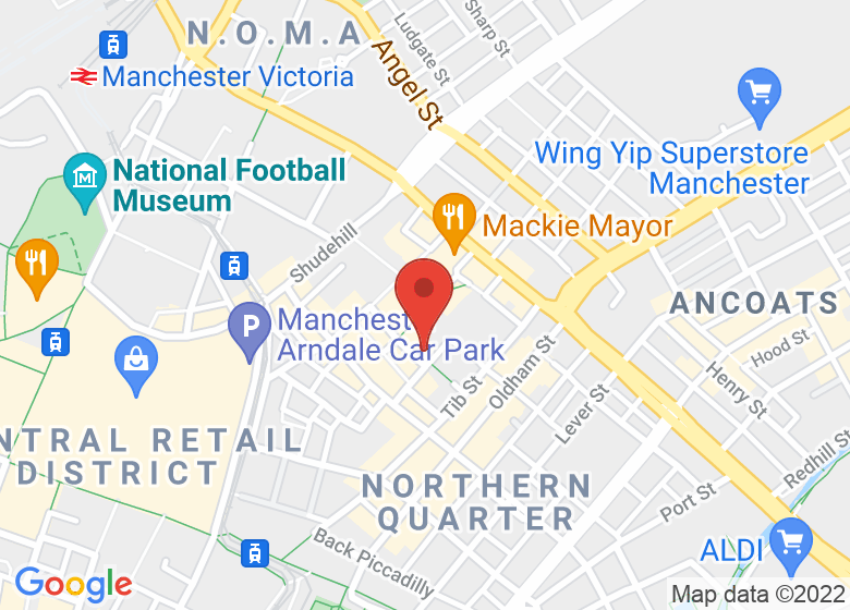 Map showing location of Manchester Craft and Design Centre