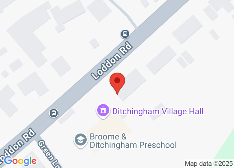 Map showing location of Ditchingham Village Hall