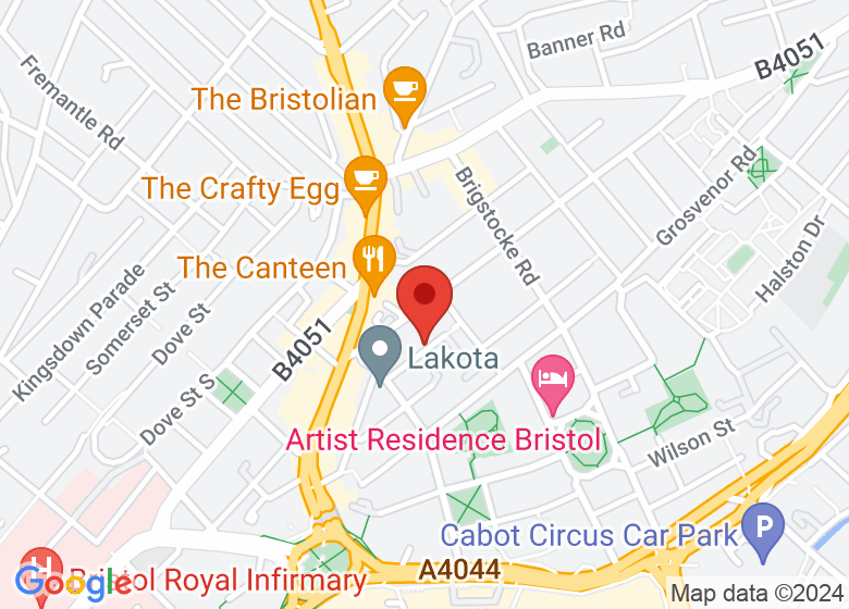 Map showing location of Bristol School of Yoga